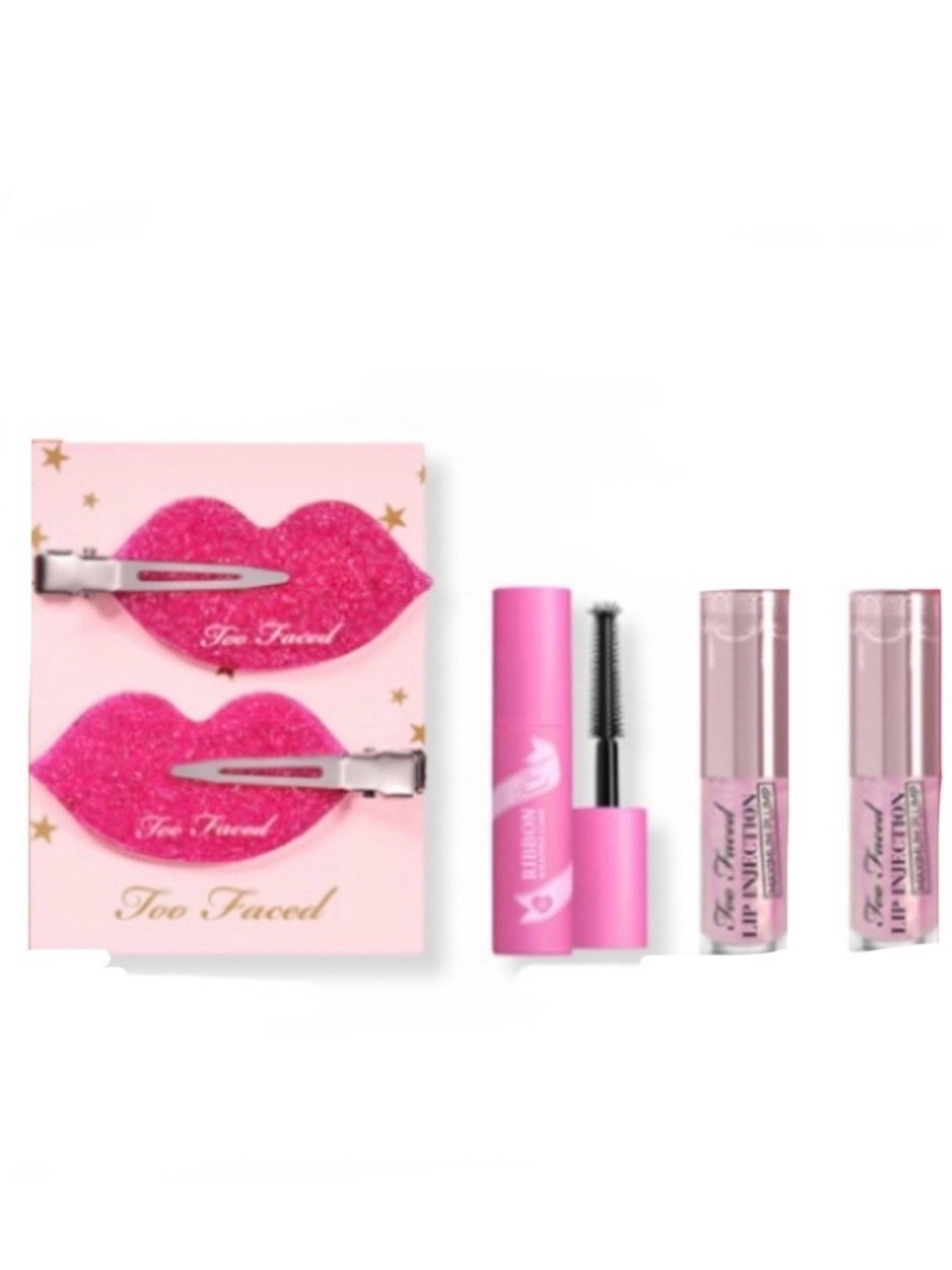 Too Faced Makeup Set and hair clips